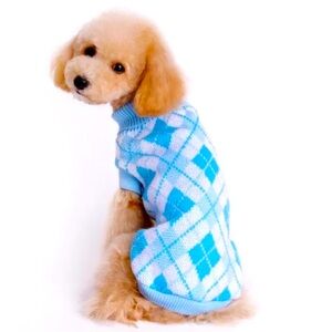 New MAZORT Dog Sweater, Warm winter sweater or  Cat (blue, Small)